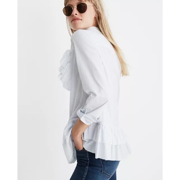 Madewell Karen Walker Striped Annie Shirt Ruffle - Picture 2 of 13